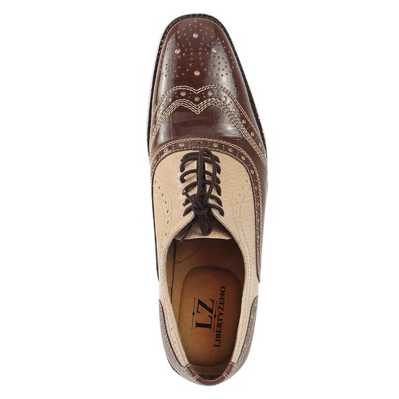 LIBERTYZENO Men's Brown Beige Lace-Up Shoes - Picture 6 of 7